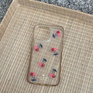iPhone 14 Pro Kate Spade Cherry Print Phone Case - Clear and Pink